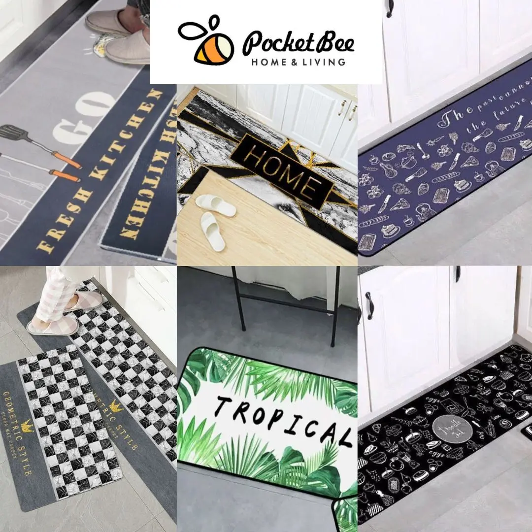 Pocketbee Anti Slip Floor Mat Cartoon Geometric Nordic Carpet Bathroom/Living Room/ Kitchen/Door Mat