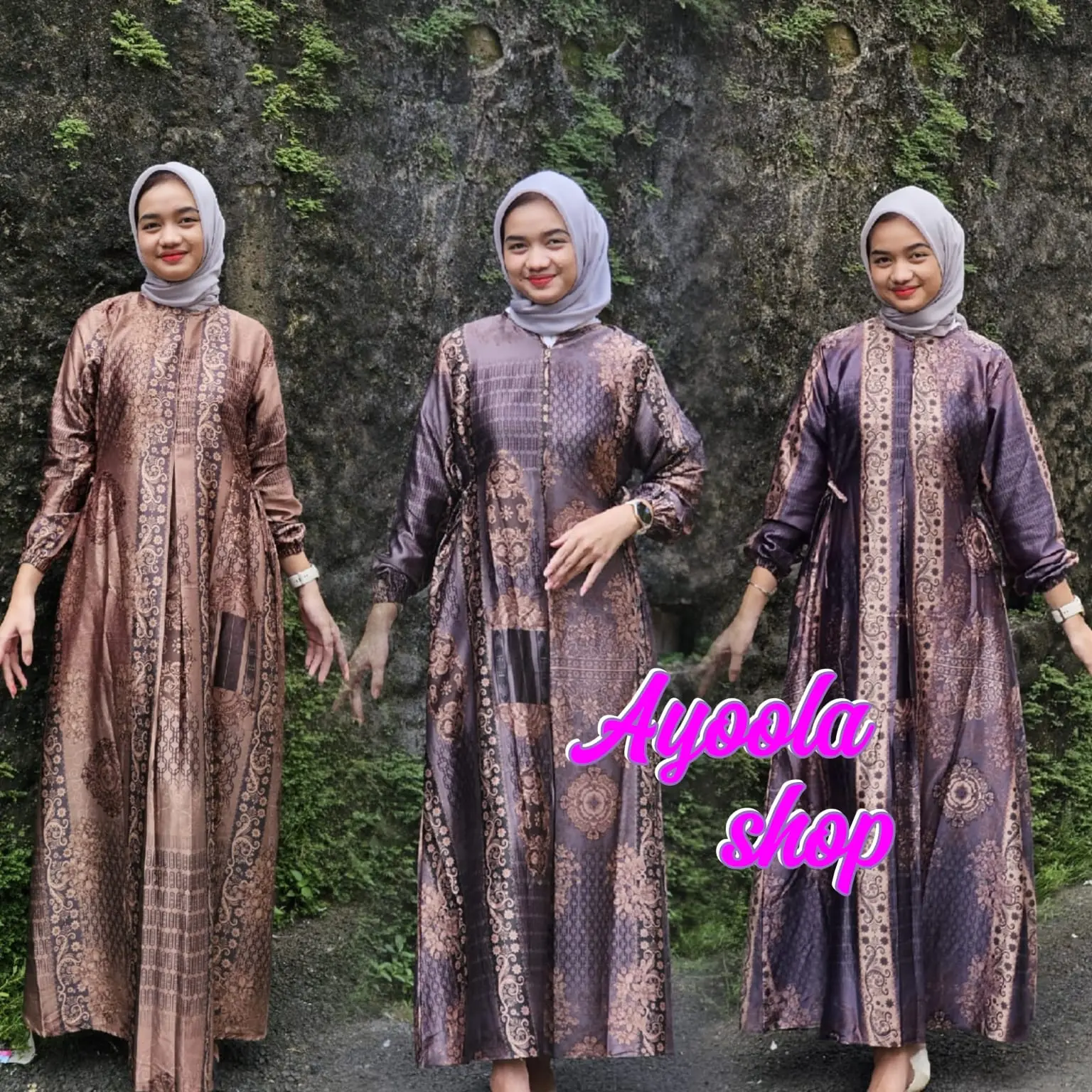 Gamis Sahira Silk / Dress Batik DioraSilk / M - 6L Muslim Wanita Panjang Samping