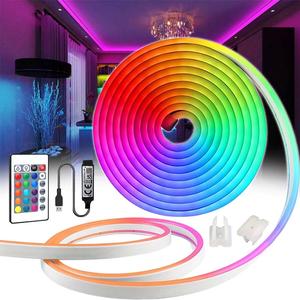 LEDネオンライトストリップ、APPとリモコン付き、フレキシブルなマルチカラー照明、寝室やゲームルーム、屋外装飾に最適