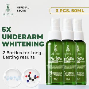 [ 3 PCS WHOLESALE DEOULTRA SPRAY ]  Greenika 5X Underarm Whitening Spray Underarm Spray Skin Whitening Armpit Whitening Underarm Deo Spray Under Arm Dark Spot Remover Fast Deodorant for Dark Underarms Dark Armpit deodorant for women Deo Spray