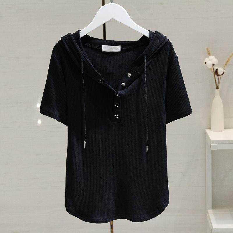 Product Introduction of Áo Thun Dây Rút Có Mũ Trùm Đầu, Màu Trơn Ngắn Tay, Thời Trang Mới Mùa Hè, Dành Cho Phụ Nữ, Thường Ngày Và Dáng Rộng Rãi, Bó Sát, Áo Sơ Mi Lớp Cơ Sở, Hàng Mới Về Top Women Shirt Cổ Tròn 17