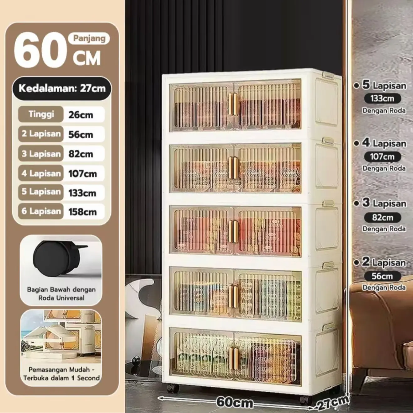 【transparan】60cm-5 Lapisan