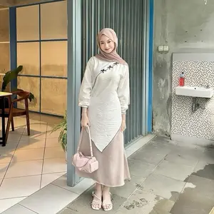 Pola Wear | Naya Long Tunik Asymetris Polo Linen Atasan Wanita Girls Korean Style Baju Muslim Nyaman Panjang