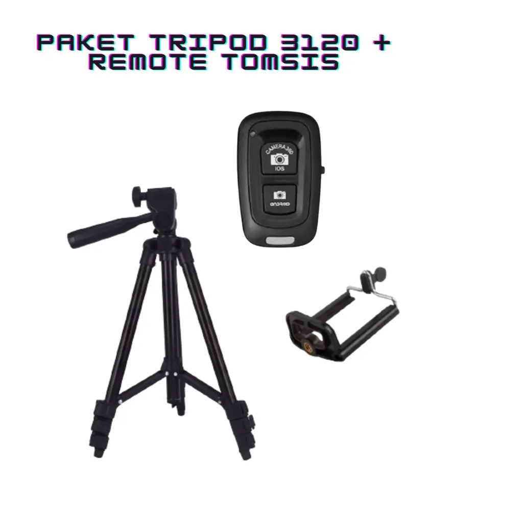 TRIPOD SELFIE SATU SET TRIPOD REMOT KAMERA  /  PAKET SELFIE TRIPOD REMOT KAMERA / TRIPOD 1 METER FREE HOLDER U DAN  REMOTE