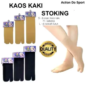 Kaos Kaki Stoking Jempol / Kaos Kaki Muslimah / Kaos Kaki Wanita  Cream Hitam Stocking Panjang Dewasa Nyaman