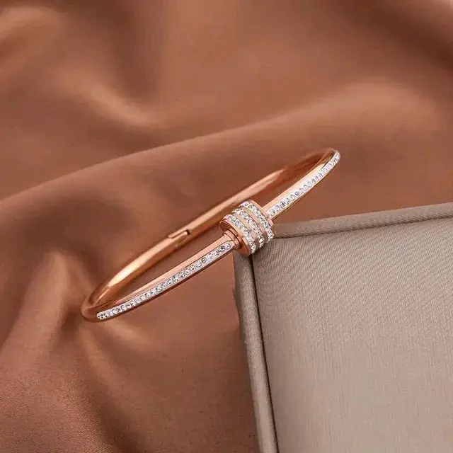 gelang bangle permata wanita titanium stainless steel premium anti karat anti luntur elegant style mewah 6