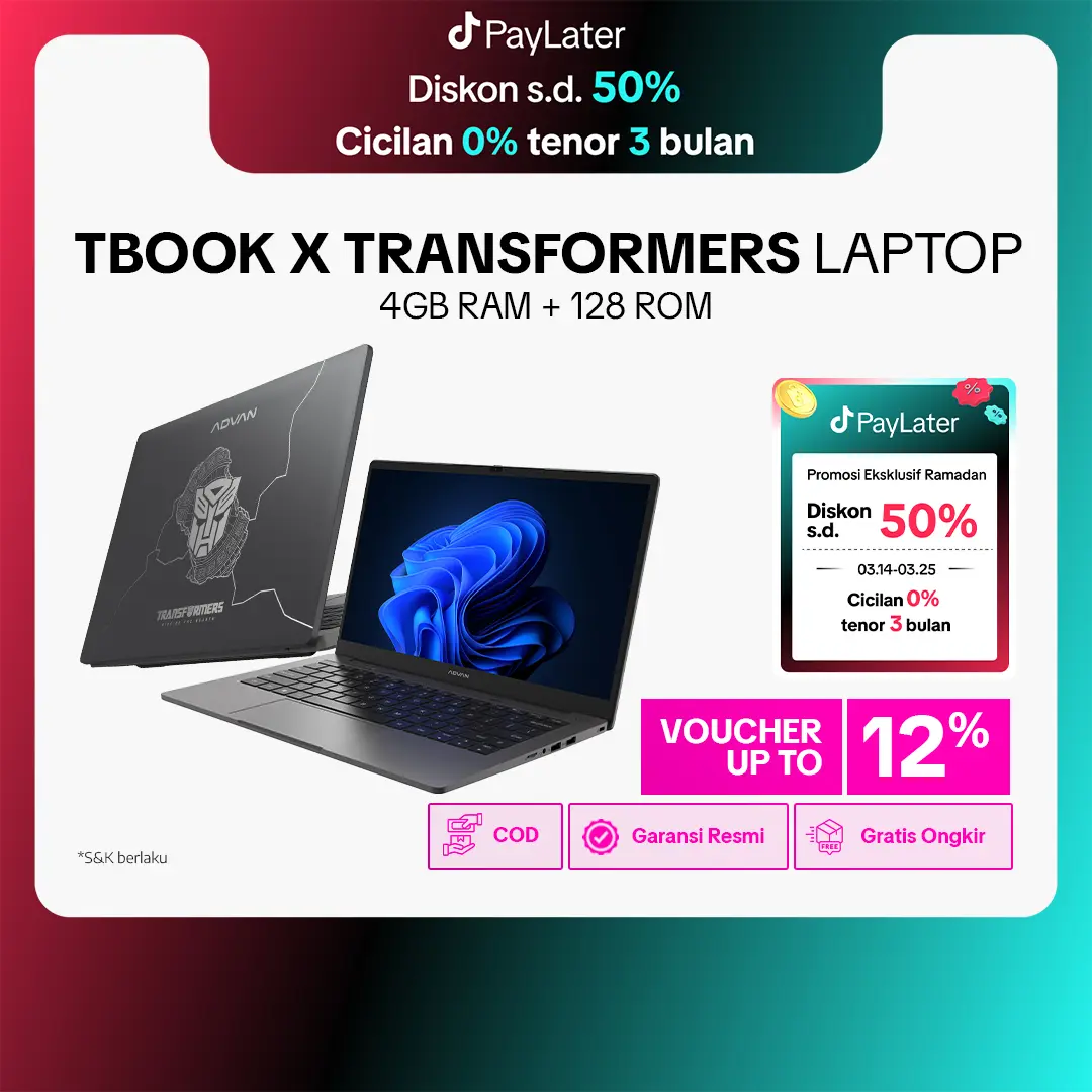 ADVAN TBOOK x Transformer Intel N100 4GB/128GB 14" HD Laptop Notebook Free Windows 11 Upgradeable