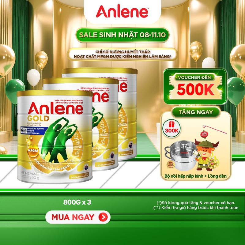 [LS] Combo 3 Sữa Bột Anlene Gold Hương Vani 800G