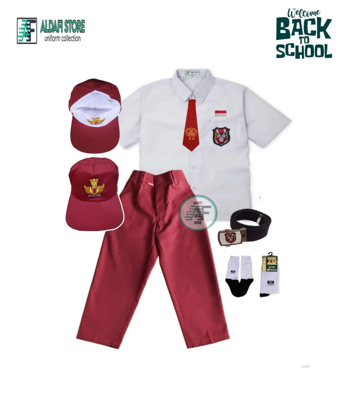 Seragam Sekolah SD Merah Putih Pendek-Panjang Setelan Anak Laki-Laki Usia 6-12 Tahun Paket Kumplit Free Topi Seragam SD
