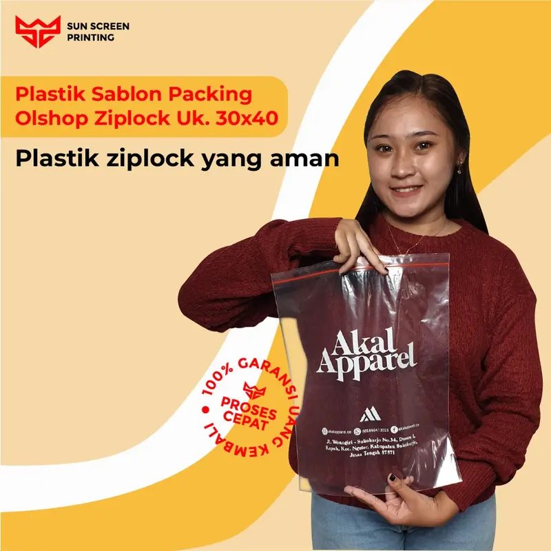 Plastik Sablon Custom Klip Ziplock Tanpa Plong Klip 25x35 Free Design 0