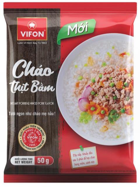 Cháo thịt bằm VIFON 50g – cháo ăn liền tiện lợi, thơm ngon dễ ăn