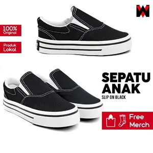 WINSKETZ INDONESIA - Sepatu Anak Slip On Black Laki-laki Perempuan Unisex Original Fashion