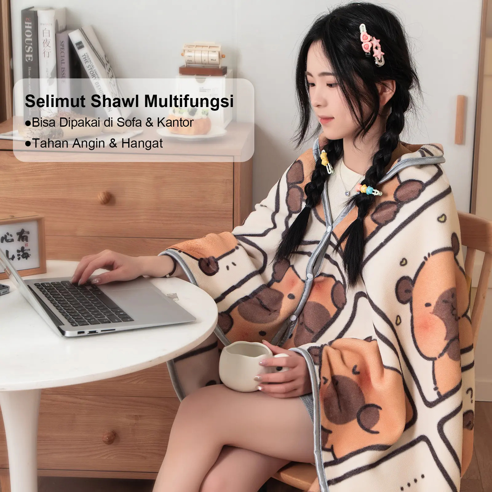Fleece Reversible Blanket JAKET SELIMUT | Selimut 2 in 1 Multifungsi, Lembut, Ringan, Hangat, Stylish, Nyaman Bulu Halus Dewasa Motif Aesthetic Keren Premium Elegant wearable