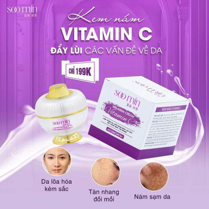  Kem Nám Vitamin C Soo Min Hàn Quốc Mờ Nám Tàn Nhang Mờ Thâm Chống Nắng An Toàn Hiệu Quả 