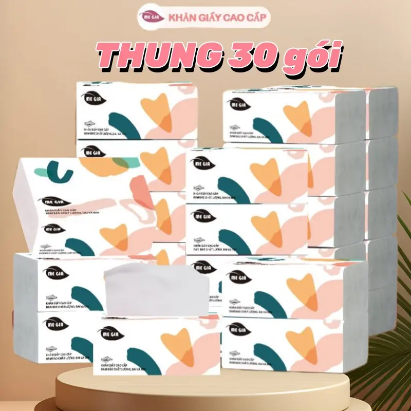 【Combo 30 gói 】 thành phần bột gỗ tự nhiên 4 lớp giấy dai dày mềm mại Giấy Vệ Sinh  3 màu giấy rút lụa Megia tissue mềm mại Khăn Giấy Chống Nước