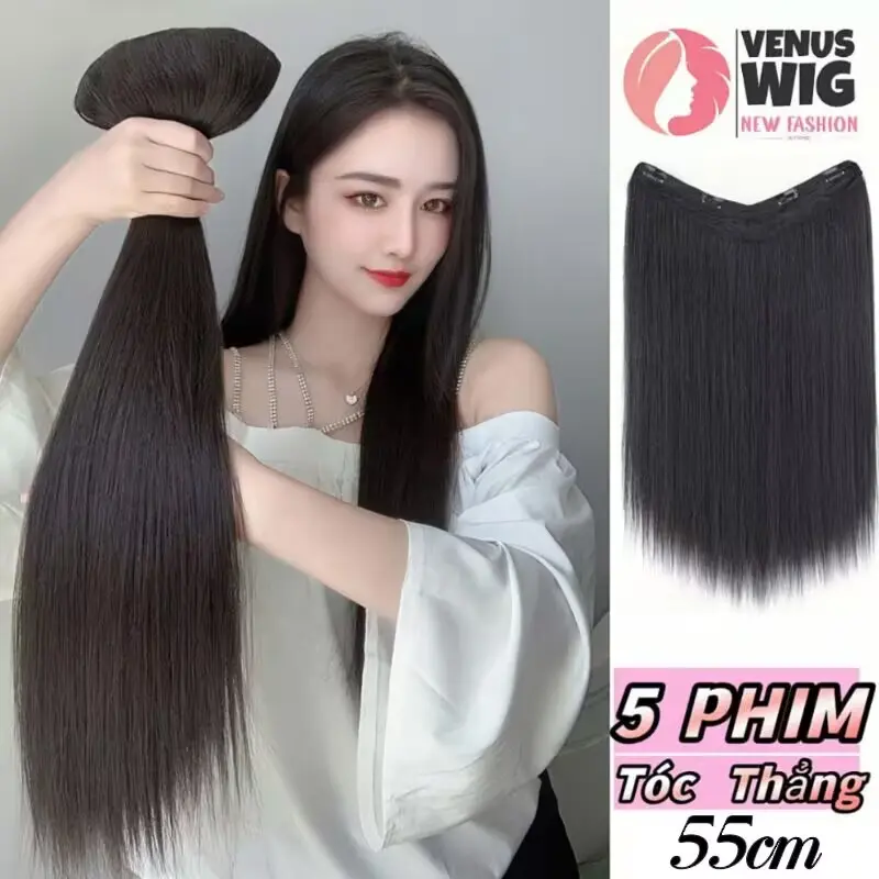 Tóc Giả Nửa Đầu Hình Chữ V, Sao Kim, Kẹp 3 / 4, Tóc Thẳng, Chất Lượng Cao, Tóc Giả Đầy Đủ, Dài 50cm, Thích Hợp Cho Phụ Nữ Để Tăng độ phồng tóc, Chịu Nhiệt Độ 140 Độ Women Wig 0
