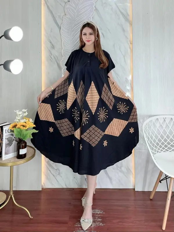 Daster Panjang Maura Terbaru Bahan Rayon Santung Nyaman Tebal LD 110 ALL Size Busui Kancing ibu hamil Pendek Motif Batik  Lengan Bumil Wanita 4