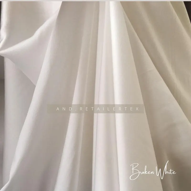 harga setengah meter Kain Satin MXMara Original Pure Silk 100% Warna Putih Tulang Broken White 6