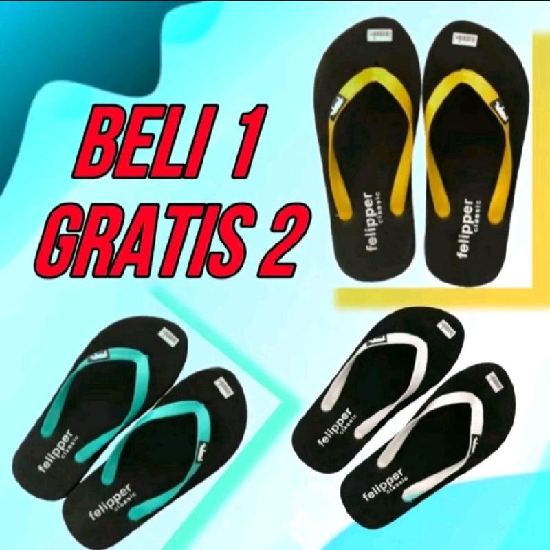 beli 1 geratis 2 sandal sandal jepit jelly peria terlaris 2025 Karet Sendal Pria 3