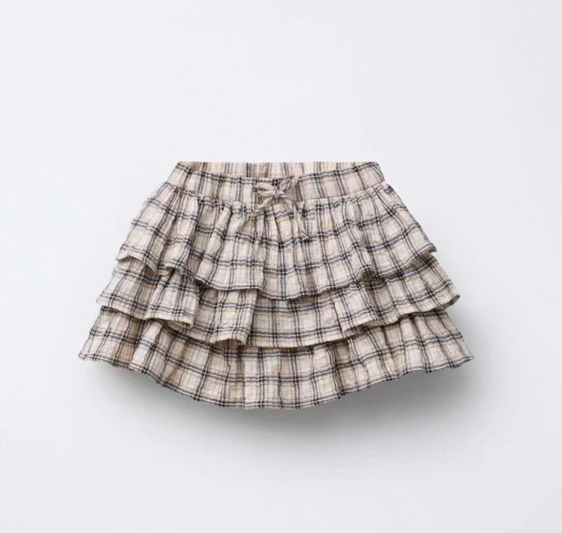 Chân váy kẻ xoè tầng eo chun Miho House