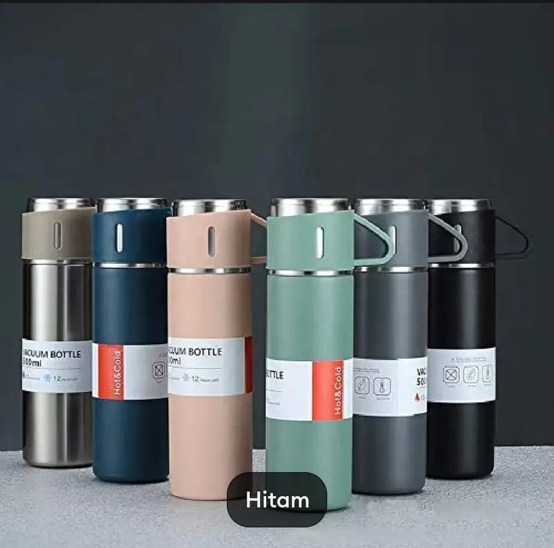 AS 3 in 1 Vacuum Insulated Thermo / Termos Vacum Flasks 500ml with 3 cups Gift Set (in Gift Box) Terlaris termos 1