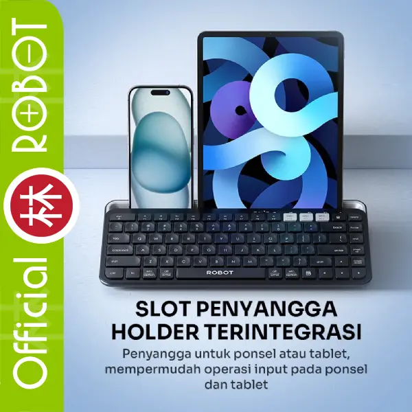 Robot KB30 Keyboard Bluetooth 3.0 + 5.0 + Wireless USB 2.4G Multi Device up to 3 Devices with Holder for Tablet Tab Phone New KB10 5
