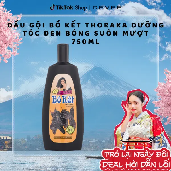 Dầu Gội Bồ Kết Thoraka Dưỡng Tóc Đen Bóng Suôn Mượt 750ml