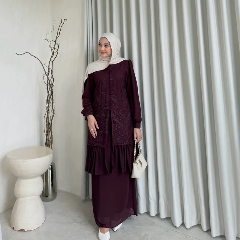 Stuffcisy Safwa Ready (MOTIF 3) Oneset Ceruti Puring Kondangan Lamaran Wisuda Daily Panjang Setelan Rok Terbaru Kondangan Rempel Formal Muslim Kancing Wanita Nyaman Ceruty 2