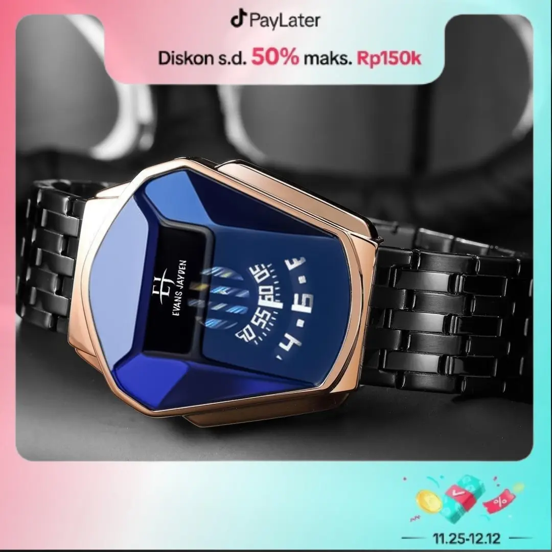 DISKON  jam tangan   Evans Jayden Jam Tangan Pria 9953-1 Rantai Stainless Steel Analog  Sapphire Glass Water Resistant 5ATM Watches Waterproof