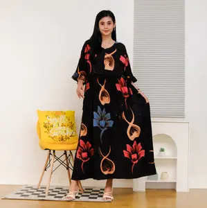 Daster Jumbo LD 120 Motif Lukis Rayon Adem Lengan Rampel Busui