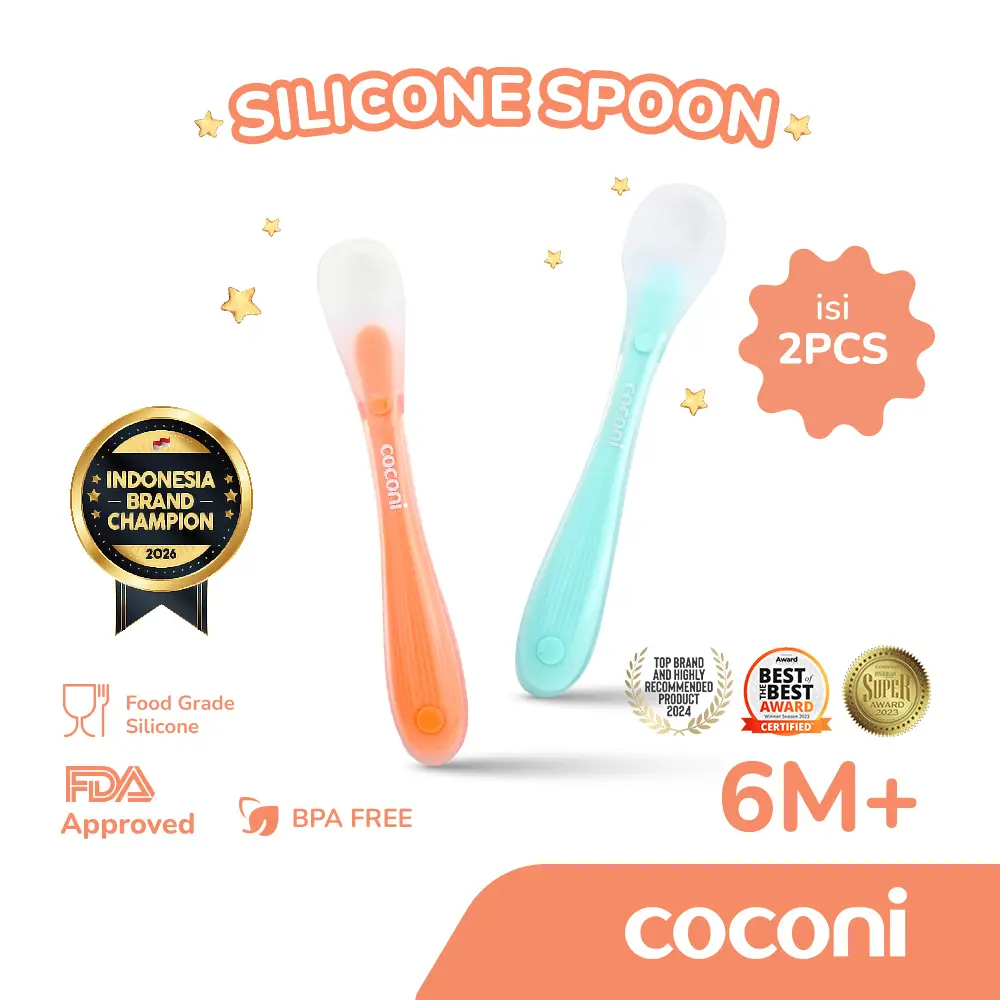 COCONI Silicone Soft Spoon Baby | Sendok Silikon Anak Bayi isi 2 Pcs