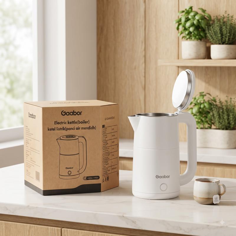 Ấm Siêu Tốc Gaabor 2L – Bình Đun Nước Điện 2000W Tự Ngắt Khi Sôi, Thiết Kế Hiện Đại
