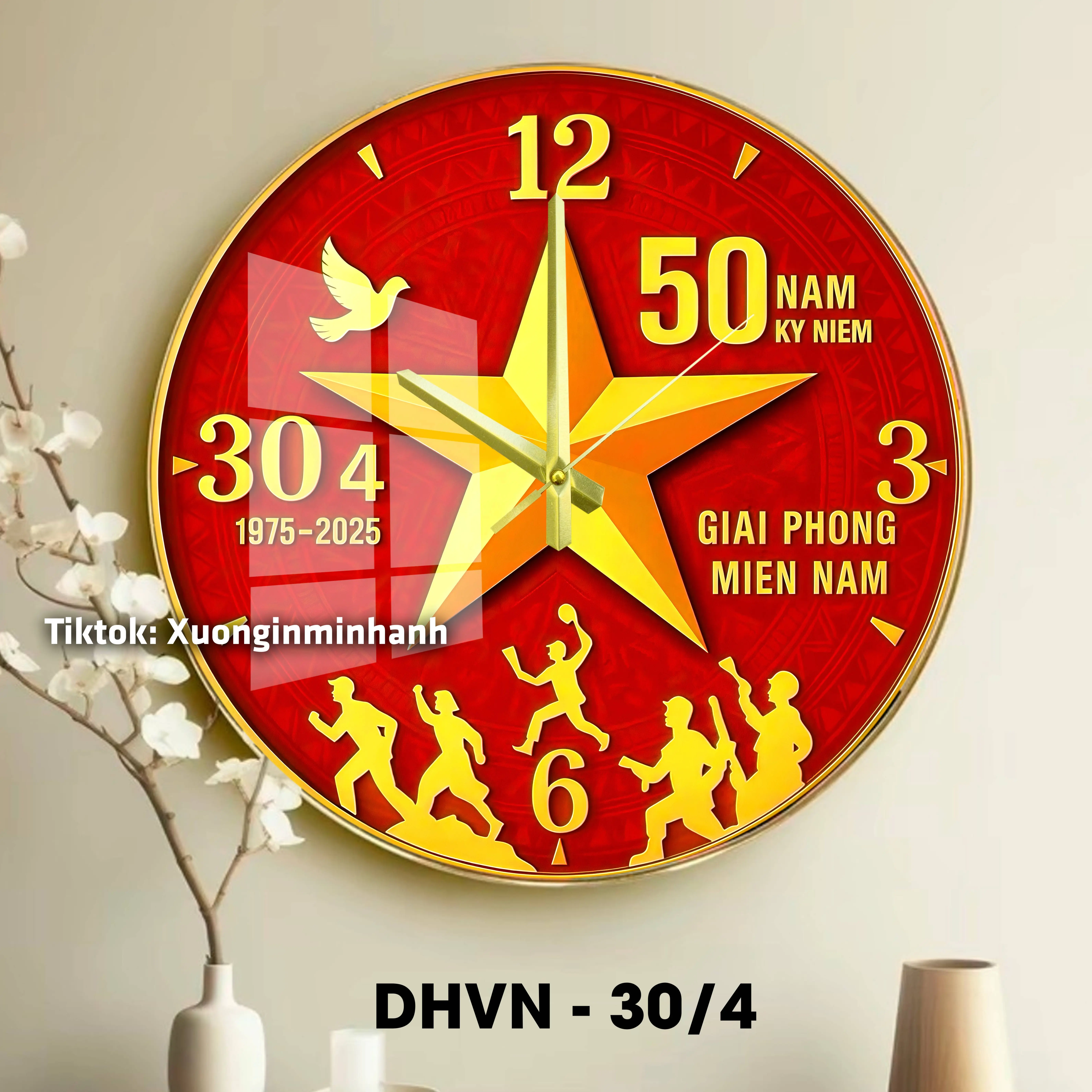 [CHÀO MỪNG 30/4 - 01/05] - 10 mẫu Đồng hồ Kim trôi êm ái- BH máy 12 tháng - Hình sao vàng, 3 Bác, động cơ nhật kim trôi Decor Phòng hình bác Trang Trí Nhà quà tặng doanh nghiệp Treo Tường