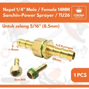 Nepel Sanchin 14mm Sambungan Selang 5/16 Sprayer 2tak Konektor Drat Luar Male Female Stick Kompresor