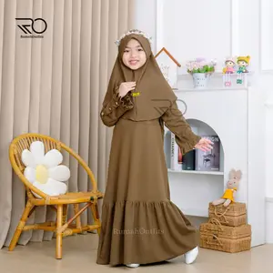Gamis Abaya Mecca Gamis Anak Batwing 3-12 Tahun Set Hijab Bahan Knit Model Terbaru Cantik / Gamis Anak Perempuan / Baju Gamis Lebaran Muslim Syari / Gamis Hitam / Gamis Remaja