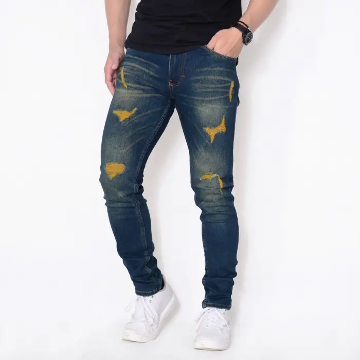 Celana Jeans sobek lutut robek ripped Hitam destroy premium 3