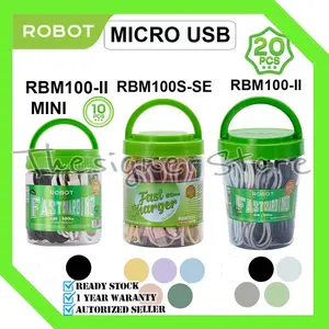 Kabel Data Micro USB ROBOT RBM100S / RBM100 Mini 1M Data Cable 2A Original (TOPLES isi 10 / 20 Pcs)