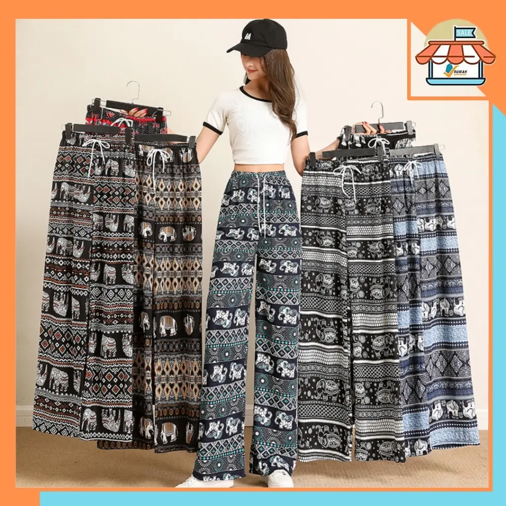 RSB CPG458 Celana Panjang Wanita Kulot Motif Batik Salur Bahan Rayon