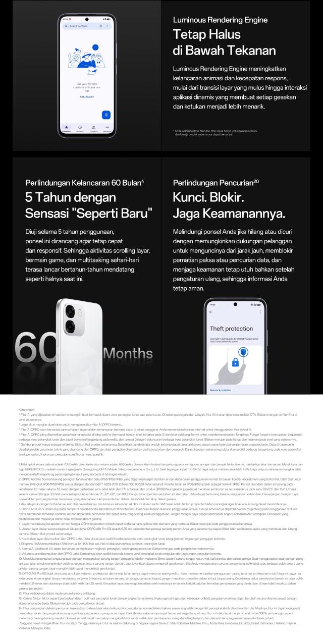 [BARU] OPPO A6t Pro 5G Online Exclusive 8GB/256GB [Dimensity 6300 5G, 7000mAh Large Battery 80W SUPERVOOC, IP69 Water & Dust Resistance]
