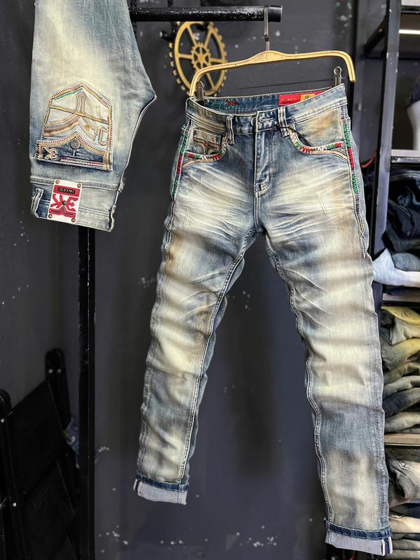   GIÁ MỞ BÁN  3K DENIM Jean Denim Guangzhou-3KSEV-01  Quần Jean Nam Dài Màu Xanh Was RETRO Mac Đỏ Độ Túi Mẫu Mới Chi Tiết Như Hình J4013. 