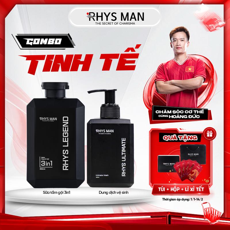 Combo Sữa tắm gội 3in1 hương nước hoa 350ml & Gel vệ sinh nam giới 120ml RHYS MAN Dưỡng Thể