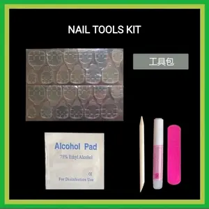 5 pcs/Set Toolkit kuku palsu aksesoris nail art-Set Toolkit Pedicure Medicure/Lem Cair lem stiker alcohol kikir cuttile Polish Bersihkan Spons Cat Pencil