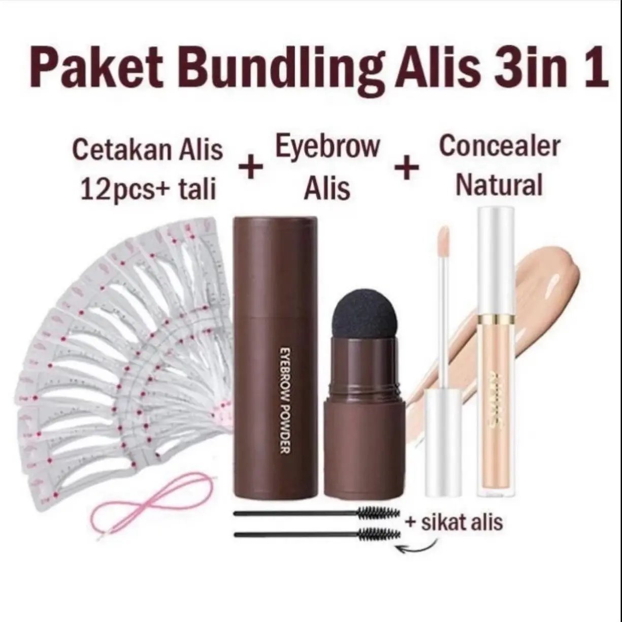 Paket Bundling Alis 3in1 / Eye Brow Stemp/ Pencetak Alis