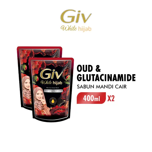 Giv Hijab Sabun Mandi Cair Oud & Glutacinamide 400ml x2
