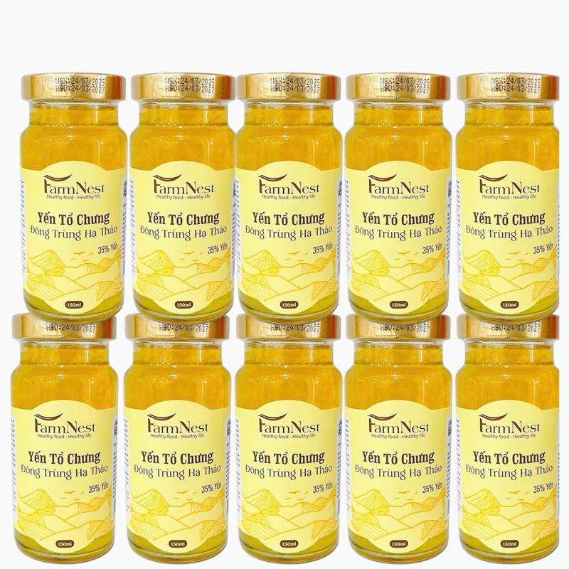 [Combo 10 Lọ ] FarmNest Nước Yến  Chưng Đông Trùng Hạ Thảo 35% - Lọ 150ml - Bổ Sung Sức Khoẻ