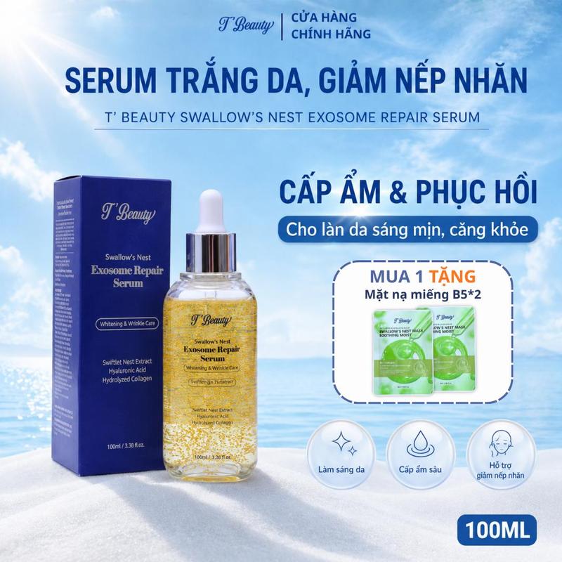 Tinh Chất Serum T'Beauty Exosome Repair - 100ml Hỗ Trợ Trắng Da, Giảm Nếp Nhăn,…