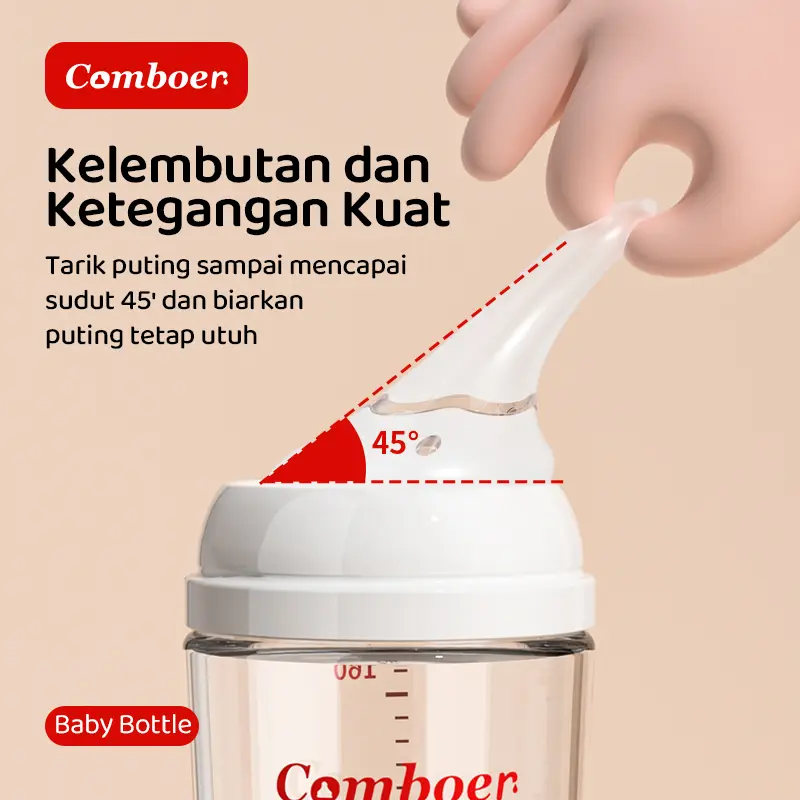 Comboer botol susu  anti-kolik   Botol susu Bayi Newborn Bahan Kaca 50MM Kaca Borosilikat Tinggi 80/160/240Ml Anti Perut Kembung Bebas BPA 2