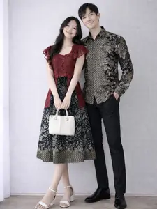 THABISHOP SET KEBAYA MAWA COUPLE BATIK KONDANGAN OUTER KEBAYA DRESS BATIK DAN KEMEJA BATIK KASUAL SET BAJU KONDANGAN PASANGAN SIMPEL ELEGAN