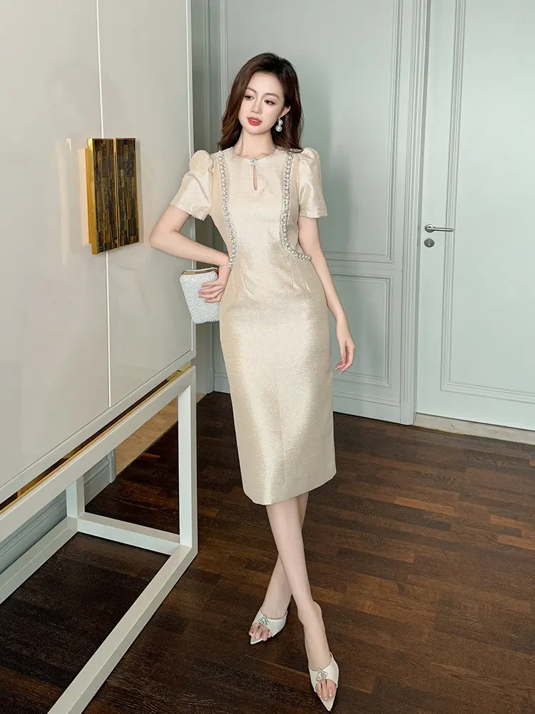 Đầm Nữ, Tinh Tế, Màu Sâm Panh, Hàng Mới Về Mùa Hè, 21378, Có Cỡ S-XXL Women Dress Vàng