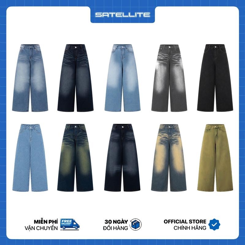 [New Arrival] SATELLITE WASHED STRAIGHT WIDE JEANS - Quần Jeans Wash Màu Ống Suông Rộng UNISEX - ST001